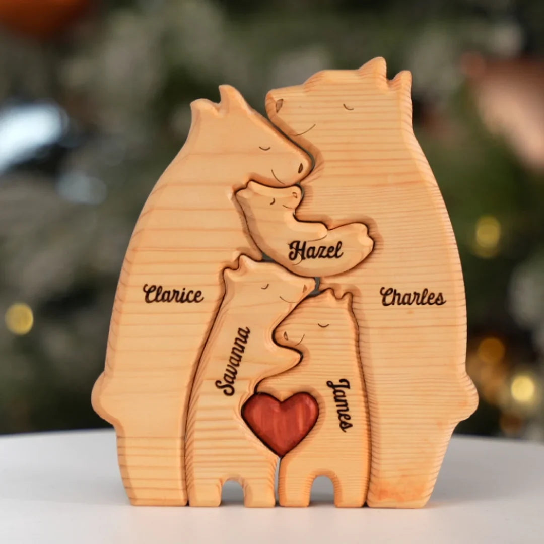 Puzzle ours familial personnalisé en bois