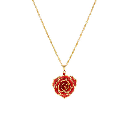 Collier pendentif vraie rose