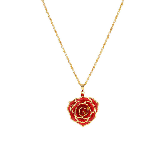 Collier pendentif vraie rose