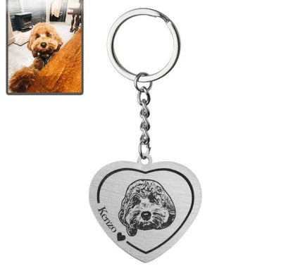 Silhouette dog heart keyring