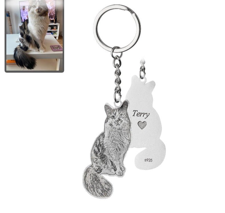 Silhouette cat keyring